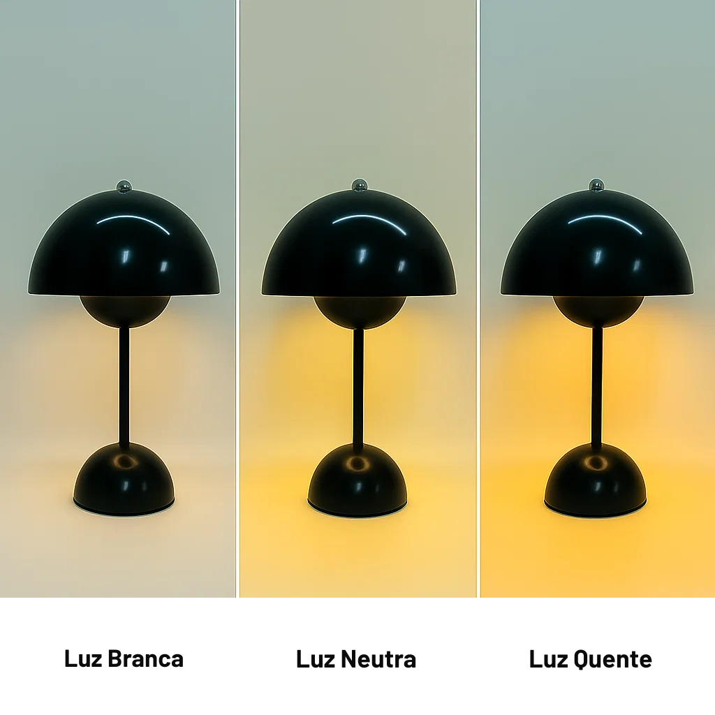 luminaria cogumelo de mesa preta